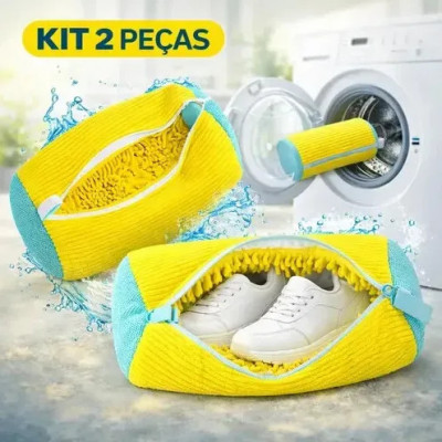 Kit 2 Sacos de Lavagem Tênis Sapatos Multiuso Máquina Lavar Cor