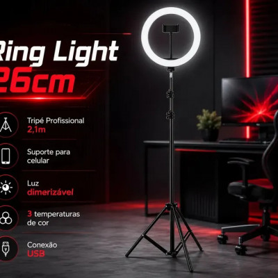 Ringlinght Led Lumi 18W Pontokit — Ring Light Profissional com Tripé de 210 cm