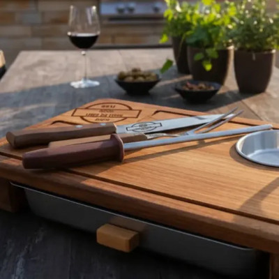 Kit Churrasco Tramontina Com Tábua Inteligente Personalizado — kit funcional para churrasco