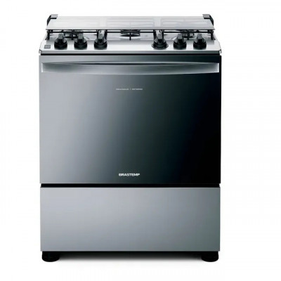 Fogão Brastemp BFS5NCR 5 Bocas — acabamento inox e conexão a gás engarrafado