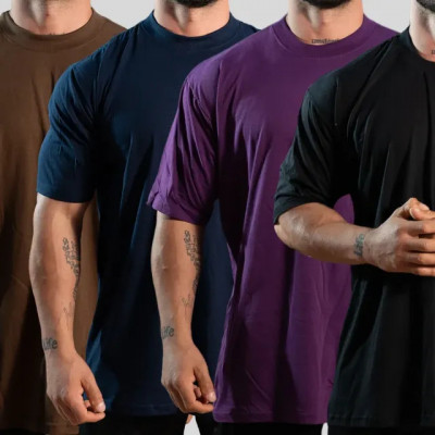 Kit 4 Camiseta Oversized Streetwear Básica Gola Alta Algodão — review