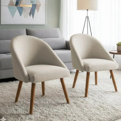 Kit 2 Poltronas Lua Suede Luxo com Pés Palito — Multiambiente