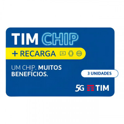 Tim Chip Kit 3 Unidades Com Recarga 3 Em 1 — kit com 3 chips TIM adaptáveis
