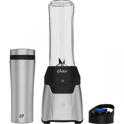 Blender Power Inox Oster com 2 Jarras To Go — Cor Prateado