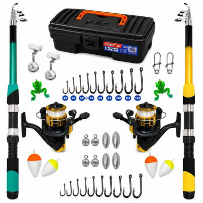 Kit Pesca Super Completo Premium — 2 Varas, 2 Molinetes e Acessórios