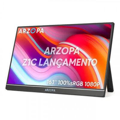 Monitor Portátil Arzopa Z1c 16,1'' IPS FHD HDR — Ultra Slim para Gamers