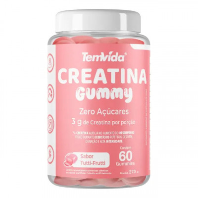 Creatina Gummy em Gomas Zero Açúcar 60 Unidades 3g Tem Vida — Creatina em gomas zero açúcar