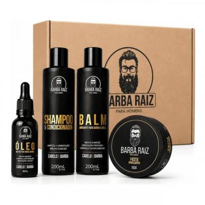 Kit Barba Óleo Shampoo + Condicionador Balm Pasta Modeladora — cuidado completo para a barba