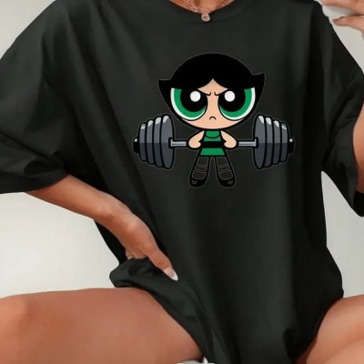 Camisetão Feminina Algodão T-shirt Gym Academia Estampada — camiseta oversized em algodão