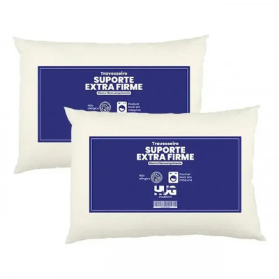 Kit 02 Travesseiro Hug Antialérgico Extra Firme 50cm 70cm