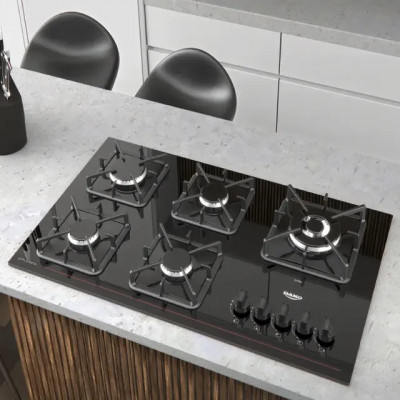 Cooktop 5 Bocas Dako Diplomata — Mesa de Vidro, Tripla Chama e Acendimento Automático