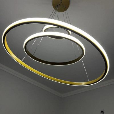 Lustre Pendente Led Moderno Dourado 89w