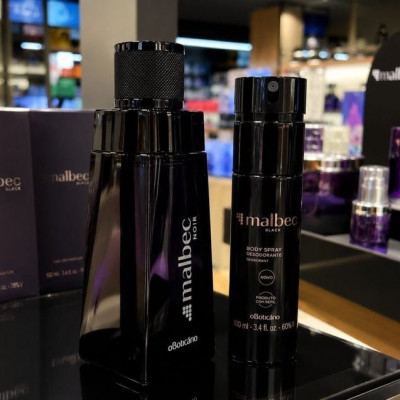 Malbec Black Kit Com Perfume Masculino Amadeirado Oriental e Body Spray