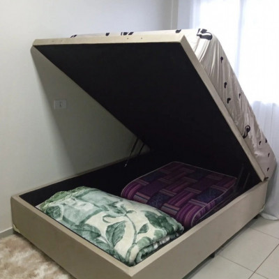 Cama Box Casal Gazin Molas Flora Bege 138x188
