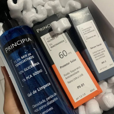 🧴 Kit Principia com 3 Itens Protetor + Gel de limpeza + Sérum