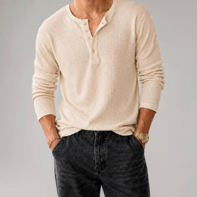 Camiseta Henley Slim Fit 5 Cores