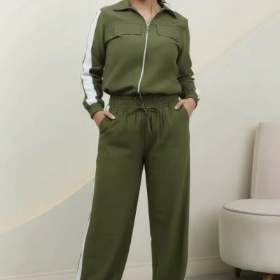 Conjunto De Frio Feminino Jaqueta E Calça Listrada Sensorial