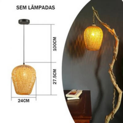 Lanterna de Bambu Chinês Luminária Pendente