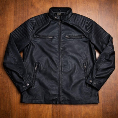Jaqueta de Couro Masculina Slim Inverno