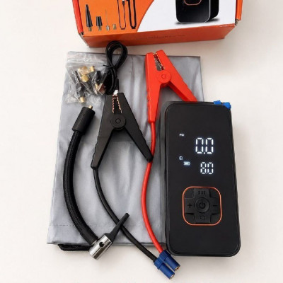 COMPRESSOR MULTI FUNÇÕES Kit Compressor de Ar Compacto 150 Psi + Auxiliar de Partida + Powerbank