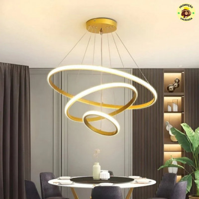 Lustre Pendente Led Moderno Anéis Led