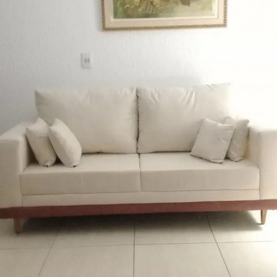 Sofá Living 3 Lugares Suede + Almofadas
