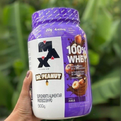 Whey Max Titanium x Dr. Peanut 100% 900g Sabor Avelã