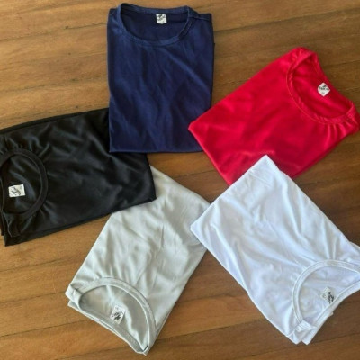 Kit 5 Camisetas Básicas Masculina Dry Fit Lisa Tradicional - Tamanho P