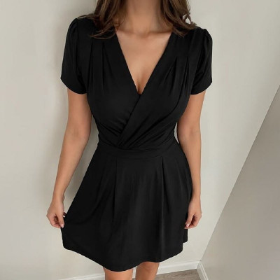 Vestido Transpassado Manga Curta Soltinho