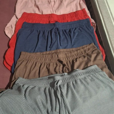 Kit 5 Shorts Malha Canelada Moda Praia