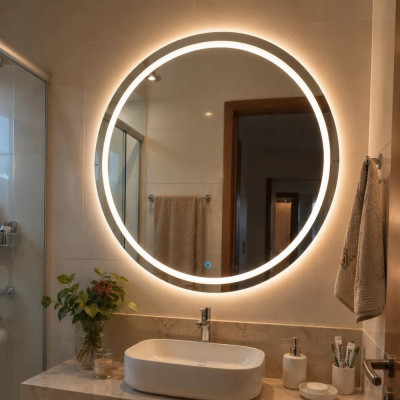 Espelho Touch Led 3 Cores Jateado 50 Cm Banheiro