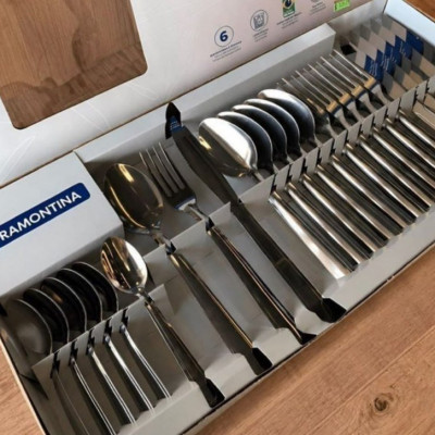 Jogo Talheres Faqueiro Búzios Aço Inox 24 Peças Tramontina