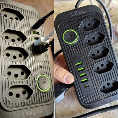 Extensão Coibeu 5 Tomadas + 4 USB Bivolt 2M