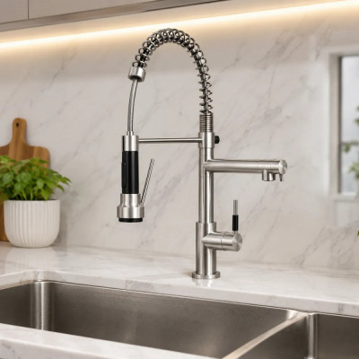 Torneira Gourmet Monocomando Inox 304 Ducha Flexível