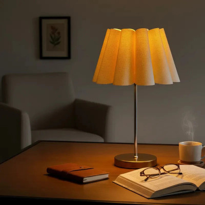 Abajur Luminária de Mesa Redondo Premium Bege