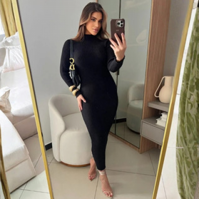 Vestido com manga Anastacia canelado modal