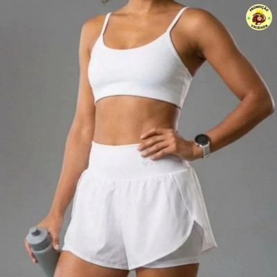 Conjunto Feminino Academia Top Short Duplo