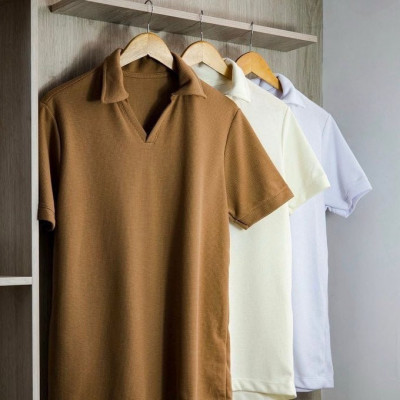 Camiseta Polo Masculina Texturizada Sem Botão