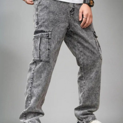 Calça Jeans Cargo Baggy