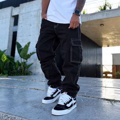 Calça Cargo Masculina Sarja 100% Algodão
