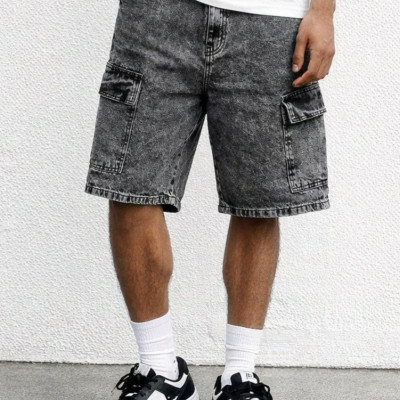 Bermuda Jeans Cargo Masculina Mesclada