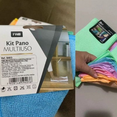 Kit 10 Panos de Microfibra 20x30cm para Limpeza Geral