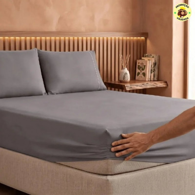Jogo De Lençol 400 Fios Ponto Palito Cama Queen