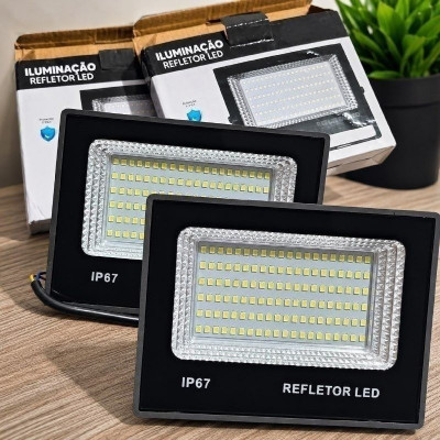 Kit 2 Refletor LED 400W IP67 Preto