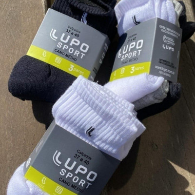 Kit 6 Pares Meias Lupo Cano Médio Esportivas
