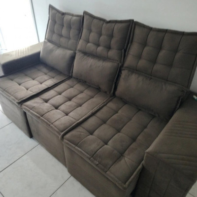Sofá 3 Lug Retrátil Cama inBox Senses Cinza