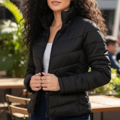 Jaqueta Feminina Puffer Impermeável Capuz Frio Inverno