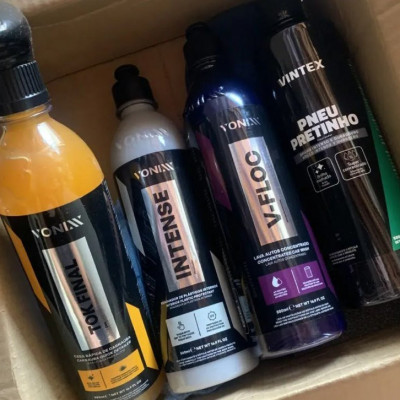 Kit Lavagem Vonixx: Shampoo V-Floc, Cera Tok Final, Intense, Pneu Pretinho Vintex