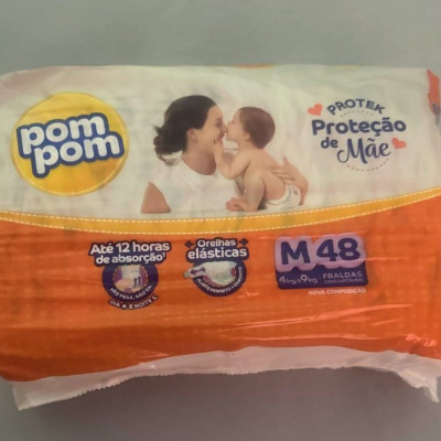 👶 Fralda Pom Pom Proteção de Mãe Mega M 48 Unidades