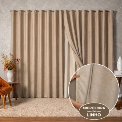 Cortina Sala e Quarto Linho com Forro Premium
